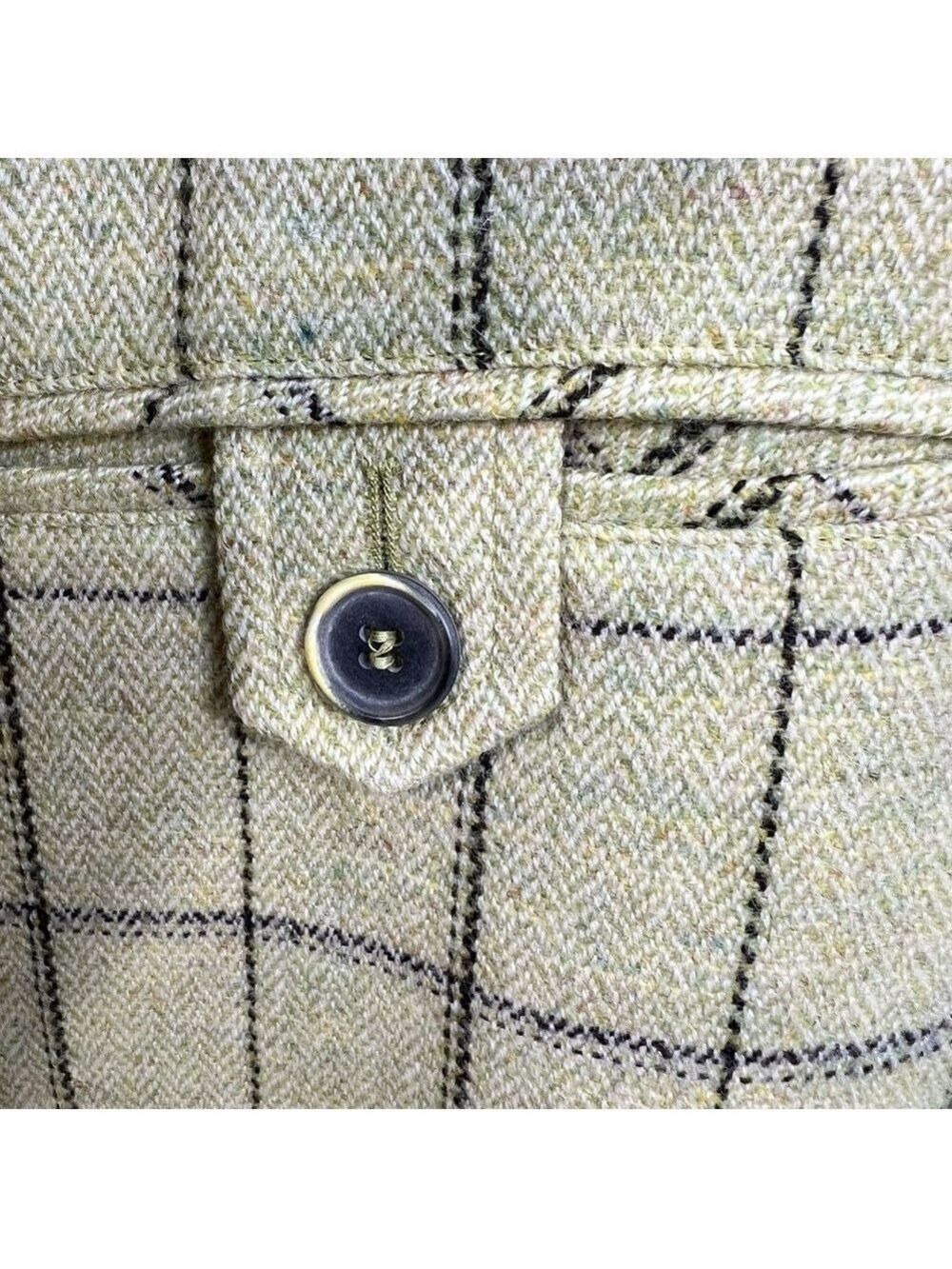 Eugen Klein Germany pale green boxy plaid 100% wool overshirt shacket 14 - Picture 12 of 15